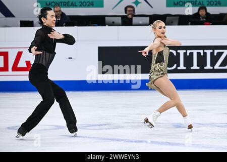Montreal, Kanada. März 2024. MONTREAL, KANADA - 22. MÄRZ 2024: Holly Harris und Jason Chan (aus) während der ISU Eiskunstlauf-Weltmeisterschaft im Bell Centre ON in Montreal, Kanada. Quelle: Orange Pics BV/Alamy Live News Stockfoto
