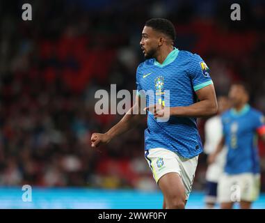 London, Großbritannien. März 2024. Bremer (B) beim internationalen Spiel England gegen Brasilien im Wembley Stadium, London, UK am 23. März 2024. Quelle: Paul Marriott/Alamy Live News Stockfoto