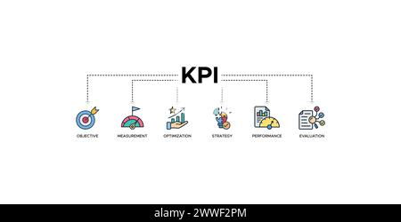 KPI-Banner Web-Symbol-Vektor-Illustration Konzept für Key Performance Indicator in den Geschäftsmetriken Stock Vektor