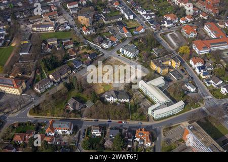 Luftbild, Baustelle am Oelmüllerweg, Behörde Jobcenter AHA Kreis Soest, Soest, Soester Börde, Nordrhein-Westfalen, Deutschland ACHTUNGxMINDESTHONORARx60xEURO *** Luftansicht, Baustelle AHA Kreis Soest, Soest, Soester Börde, Nordrhein-Westfalen, Deutschland ATTENTIONxMINDESTHONORARx60xEURO Stockfoto