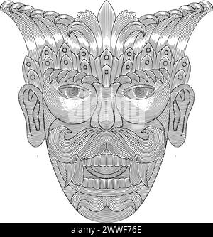 Mexiko Maske Vintage Gravur Zeichnung Stil Illustration Stock Vektor