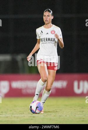 Rooty Hills, Australien. März 2024. Madison McComasky vom Western Sydney Wanderers FC wurde während des Spiels der Liberty A-League 2023-24 in der Runde 21 zwischen Western Sydney Wanderers FC und Western United FC im Wanderers Football Park gezeigt. Endergebnis: Western Sydney Wanderers FC 3:1 Western United FC. Quelle: SOPA Images Limited/Alamy Live News Stockfoto