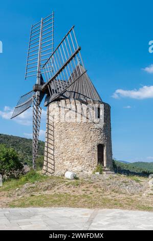 Alte Dorfmühle Moulin Saint Roche, Grimaud-Village, Var, Provence-Alpes-Cote d'Azur, Frankreich Stockfoto