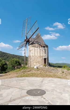 Alte Dorfmühle Moulin Saint Roche, Grimaud-Village, Var, Provence-Alpes-Cote d'Azur, Frankreich Stockfoto