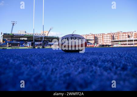 Cardiff, Großbritannien. März 2024. Cardiff, Wales, 23. März 2024 Gilbert Match Ball - Womens Six Nations Rugby Spiel zwischen Wales und Schottland im Cardiff Arms Park in Cardiff Wales. (B.East/SPP) Credit: SPP Sport Press Photo. /Alamy Live News Stockfoto