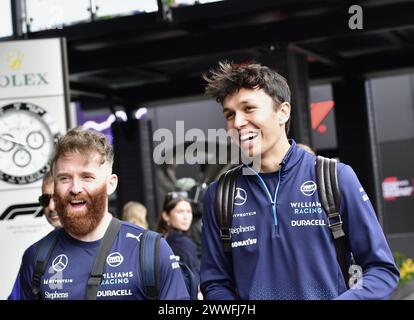 MELBOURNE, AUSTRALIEN, 24. März 2024. Im Bild: 23 Alexander Albon (THA) Williams Racing im Fahrerlager beim FIA Formel 1 Rolex Australian Grand Prix 2024 3. Runde vom 22. Bis 24. März auf dem Albert Park Street Circuit in Melbourne, Australien. Quelle: Karl Phillipson/Alamy Live News Stockfoto