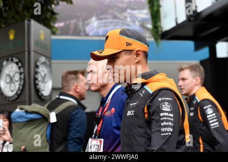 MELBOURNE, AUSTRALIEN, 24. März 2024. Abbildung: 04 Lando Norris (GBR) McLaren Formel-1-Team im Fahrerlager beim FIA Formel-1-Rolex Australian Grand Prix 2024 3. Runde vom 22. Bis 24. März auf dem Albert Park Street Circuit in Melbourne, Australien. Quelle: Karl Phillipson/Alamy Live News Stockfoto