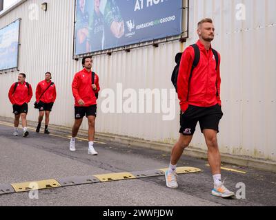 Galway, Irland. März 2024. Richard Kriel kommt mit dem Emirates Lions Team im Dexcom Stadium vor dem 12. Spiel der BKT United Rugby Championship gegen Connacht in Galway Credit: Don Soules/Alamy Live News Stockfoto