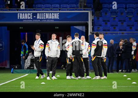 LYON, Frankreich. , . Die deutsche Mannschaft vor dem Freundschaftsfußballspiel zwischen der FRANZÖSISCHEN Nationalmannschaft und der DEUTSCHEN Nationalmannschaft im Groupama-Stadion in Lyon am 23. März 2024: Frankreich gegen Deutschland 0:2 - die Deutsche Fussball Nationalmannschaft gewinnt das Freundschaftsspiel gegen Frankreich in Lyon. L'équipe de France de Football a joué dans un match amical a Lyon contre l'équipe Nationalle Allemande. (Foto und Copyright bei Jerry ANDRE/ATP Images (ANDRE Jerry /ATP/SPP) Credit: SPP Sport Press Photo. /Alamy Live News Stockfoto