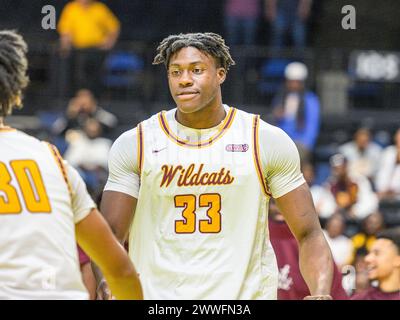 23. März 2024: Bethune-Cookman Center James Henderson Jr. (33) während des 1st Half RO College Basketball Invitational zwischen Arkansas State Red Wolves und Bethune Cookman Wildcats im Ocean Center in Daytona Beach, FL. Romeo T Guzman/Cal Sport Media Stockfoto