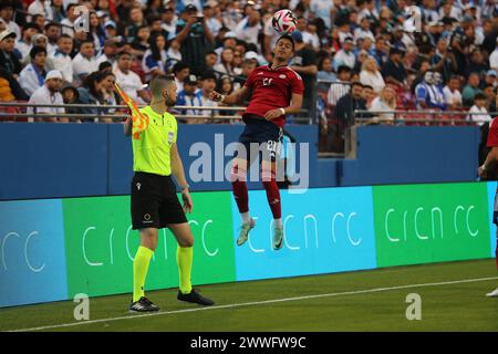 Frisco, Texas, USA. März 2024. Costa Ricas ALVARO ZAMORA (21) führt den Ball während des Spiels gegen Honduras für das Spiel der CONCACAF Nations League am Samstag im Toyota Stadium in Frisco, Texas, an. (Kreditbild: © Brian McLean/ZUMA Press Wire) NUR REDAKTIONELLE VERWENDUNG! Nicht für kommerzielle ZWECKE! Quelle: ZUMA Press, Inc./Alamy Live News Stockfoto