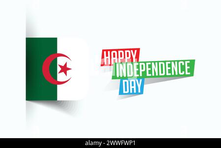 Glücklicher Unabhängigkeitstag Algeriens Vektor-Illustration, Nationaltagsposter, Grußschablone Design Stock Vektor
