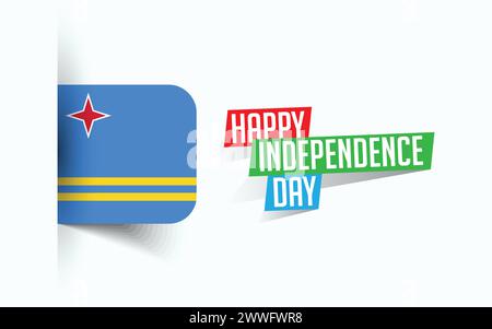 Happy Independence Day of Aruba Vector Illustration, National Day Poster, Grußvorlage Design, EPS Source File Stock Vektor