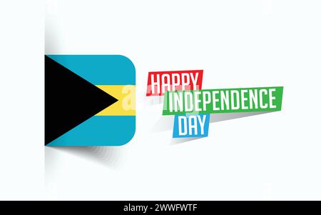 Happy Independence Day of Bahamas Vektor Illustration, Nationaltagsposter, Grußvorlage Design, EPS Source File Stock Vektor