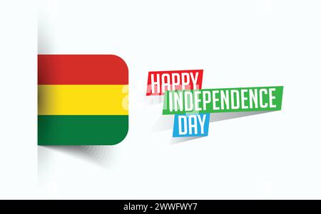 Happy Independence Day of Bolivien Vektor Illustration, Nationaltagsposter, Grußvorlage Design, EPS Source File Stock Vektor