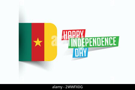 Happy Independence Day of Kamerun Vector Illustration, National Day Poster, Grußvorlage Design, EPS Source File Stock Vektor