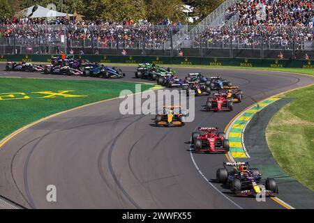Start des Rennens, 01 VERSTAPPEN Max (nld), Red Bull Racing RB20, Action während des Formel 1 Rolex Australian Grand Prix 2024, 3. Runde der Formel-1-Weltmeisterschaft 2024 vom 22. Bis 24. März 2024 auf dem Albert Park Circuit in Melbourne, Australien Stockfoto