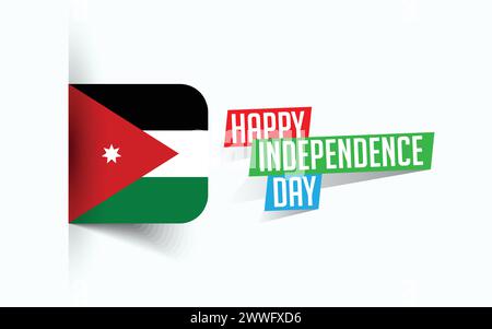 Happy Independence Day of Jordan Vector Illustration, National Day Poster, Grußvorlage Design, EPS Source File Stock Vektor