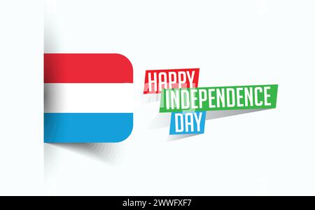 Happy Independence Day of Luxembourg Vector Illustration, Nationaltagsposter, Grußvorlage Design, EPS-Quelldatei Stock Vektor