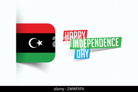 Happy Independence Day of Libyen Vektor-Illustration, Nationaltagsposter, Grußvorlage Design, EPS Source File Stock Vektor