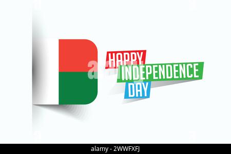 Happy Independence Day of Madagaskar Vektor Illustration, Nationaltagsposter, Grußvorlage Design, EPS Source File Stock Vektor