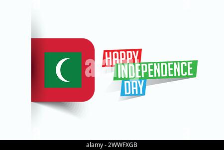 Happy Independence Day of Maledives Vector Illustration, National Day Poster, Grußvorlage Design, EPS Source File Stock Vektor