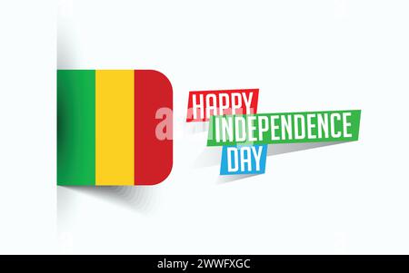 Happy Independence Day of Mali Vector Illustration, National Day Poster, Grußvorlage Design, EPS Source File Stock Vektor