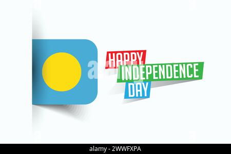 Happy Independence Day of Palau Vector Illustration, National Day Poster, Grußvorlage Design, EPS Source File Stock Vektor