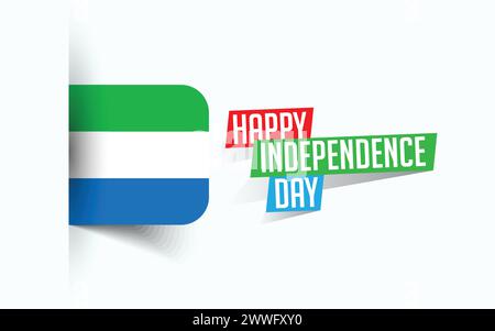 Happy Independence Day of Sierra Leone Vector Illustration, Nationaltagsposter, Grußvorlage Design, EPS Source File Stock Vektor