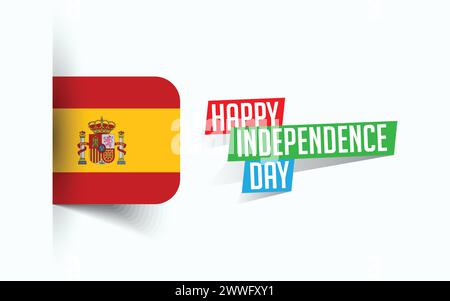 Happy Independence Day of Spain Vector Illustration, Nationaltagsposter, Grußvorlage Design, EPS Source File Stock Vektor