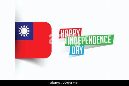 Happy Independence Day of Taiwan Vektor-Illustration, Nationaltagsposter, Grußvorlage Design, EPS Source File Stock Vektor