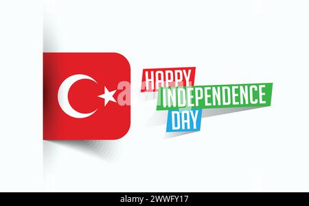 Happy Independence Day of Turkey Vektor-Illustration, Nationaltagsposter, Grußvorlage Design, EPS-Quelldatei Stock Vektor