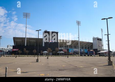 Buffalo, NY, USA. März 2024. Das Highmark Stadium ist in der Nebensaison leer. Die Buffalo Bills spielen noch eine Saison hier, bevor sie acr verschieben Stockfoto