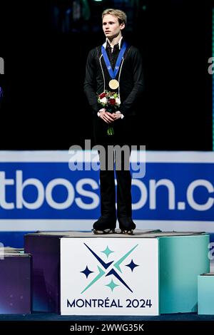 MEN Awards, Ilia MALININ (USA) erster Platz, während der Siegeszeremonie bei den ISU-Eiskunstlauf-Weltmeisterschaften 2024, im Bell Centre, am 23. März 2024 in Montreal, Kanada. Quelle: Raniero Corbelletti/AFLO/Alamy Live News Stockfoto