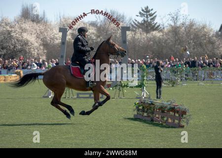 Sofia, Bulgarien - 23. März 2024: PferdeOstern oder Theodore-Tag in Bulgarien, auch bekannt als PferdeOstern, gefeiert am ersten Samstag der Fastenzeit. Eine bestellung Stockfoto