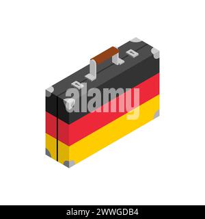 Retro-Koffer aus Deutschland. Deutschland-Flagge auf dem Reisekoffer Stock Vektor