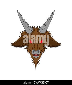 Satans Zeichen. Ziegenkopf in Pentagramm. Baphomet-Symbol Stock Vektor