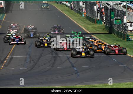 Start des Rennens, Abfahrt, 01 VERSTAPPEN Max (nld), Red Bull Racing RB20, Action während des Formel 1 Rolex Australian Grand Prix 2024, 3. Runde der Formel-1-Weltmeisterschaft 2024 vom 22. Bis 24. März 2024 auf dem Albert Park Circuit in Melbourne, Australien Stockfoto