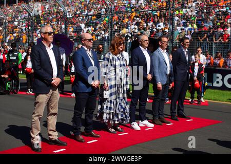 Melbourne, Australie. März 2024. Nationalhymne FIA während des Formel 1 Rolex Australian Grand Prix 2024, 3. Runde der Formel-1-Weltmeisterschaft 2024 vom 22. Bis 24. März 2024 auf dem Albert Park Circuit in Melbourne, Australien - Foto Eric Alonso/DPPI Credit: DPPI Media/Alamy Live News Stockfoto