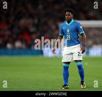 London, Großbritannien. März 2024. Endrick aus Brasilien während des internationalen Freundschaftsspiels im Wembley Stadium, London. Der Bildnachweis sollte lauten: David Klein/Sportimage Credit: Sportimage Ltd/Alamy Live News Stockfoto