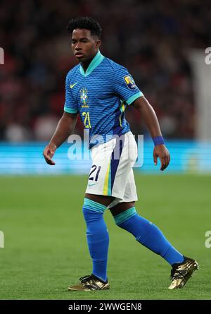 London, Großbritannien. März 2024. Endrick aus Brasilien während des internationalen Freundschaftsspiels im Wembley Stadium, London. Der Bildnachweis sollte lauten: David Klein/Sportimage Credit: Sportimage Ltd/Alamy Live News Stockfoto