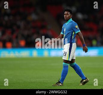 London, Großbritannien. März 2024. Endrick aus Brasilien während des internationalen Freundschaftsspiels im Wembley Stadium, London. Der Bildnachweis sollte lauten: David Klein/Sportimage Credit: Sportimage Ltd/Alamy Live News Stockfoto