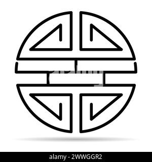 Traditionelle Shou Schatten Symbol, spirituelle isoliert Shu flach Symbol, asiatische Vektor-Illustration . Stock Vektor