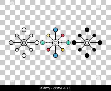 Satz digitaler Multichannel-Designsymbole, kanalübergreifendes Flachwebsymbol, Internet-Vektordarstellung. Stock Vektor