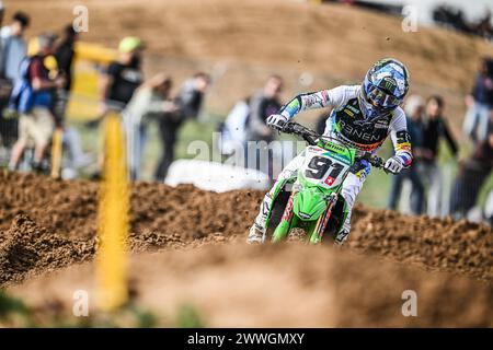 Spanien, Spanien. März 2024. Motocross World Championship-Runde 2-MXGP SPANIEN-MADRID-24 Marzo 2024-MXGP Class-Jeremy Seewer-Team Kawasaki Factory während der MXGP Spanien, Motocross Rennen in Spanien, 24. März 2024 Credit: Independent Photo Agency/Alamy Live News Stockfoto