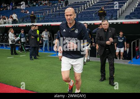 Madrid, Spanien. März 2024. Zinedine Zidane wurde während des Corazón Classic Spiels zwischen Real Madrid Legends und dem FC Porto Vintage im Santiago Bernabéu Stadion gesehen. Endergebnis: Real Madrid Legends 0:1 FC Porto Vintage. Quelle: SOPA Images Limited/Alamy Live News Stockfoto