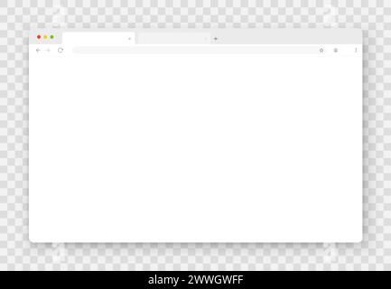 Ein leeres Browserfenster in weiß auf transparentem Hintergrund. Stock Vektor