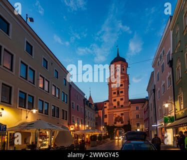 Vilshofen an der Donau: Stadtturm in Niederbayern, Niederbayern, Bayern, Deutschland Stockfoto