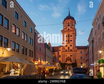 Vilshofen an der Donau: Stadtturm in Niederbayern, Niederbayern, Bayern, Deutschland Stockfoto