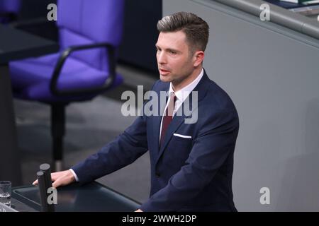 Berlin, Deutschland, 21.03.2024: Deutscher Bundestag: 160. Bundestagssitzung: Jan Nolte, AfD *** Berlin, 21 03 2024 Bundestagssitzung 160 Bundestagssitzung Jan Nolte, AfD Copyright: XdtsxNachrichtenagenturx dts 33325 Stockfoto